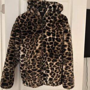 H&M Plush Faux Fur Hooded Jacket